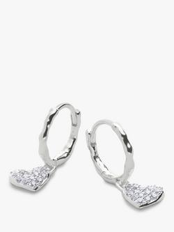 Monica Vinader Diamond Heart Drop Earrings, Silver, Silver