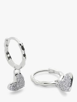 Monica Vinader Diamond Heart Drop Earrings, Silver - view 2, Silver