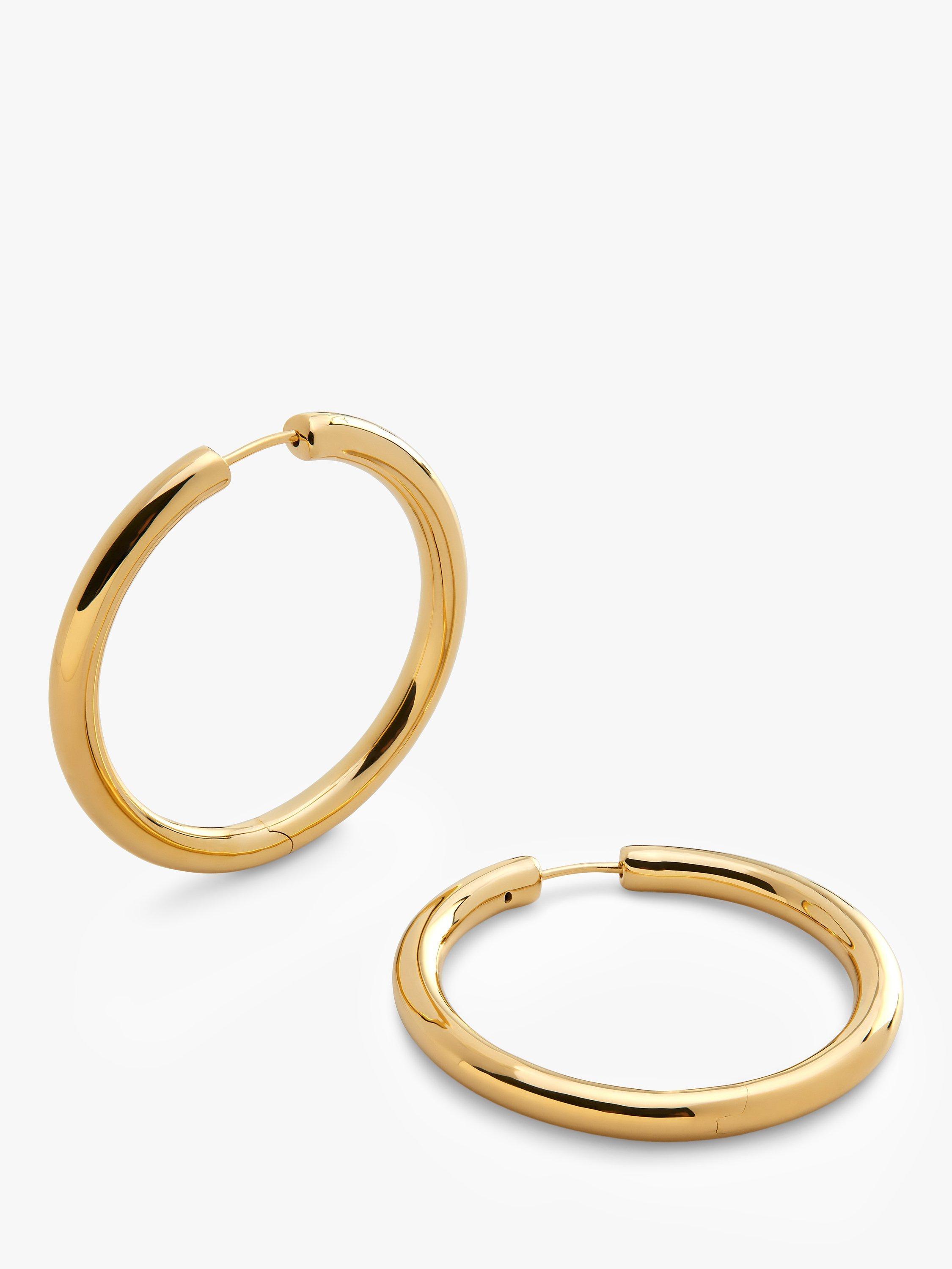Product image 1 of 3, which shows Monica Vinader Essential Click Large Hoop Earrings, Gold