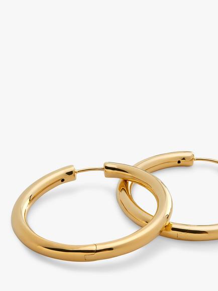 Monica Vinader Essential Click Large Hoop Earrings, Gold - view 2, Gold