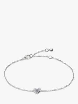 Monica Vinader Diamond Heart Chain Bracelet, Silver, Silver