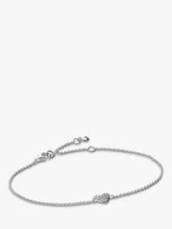 Monica Vinader Diamond Heart Chain Bracelet, Silver - view 2, Silver