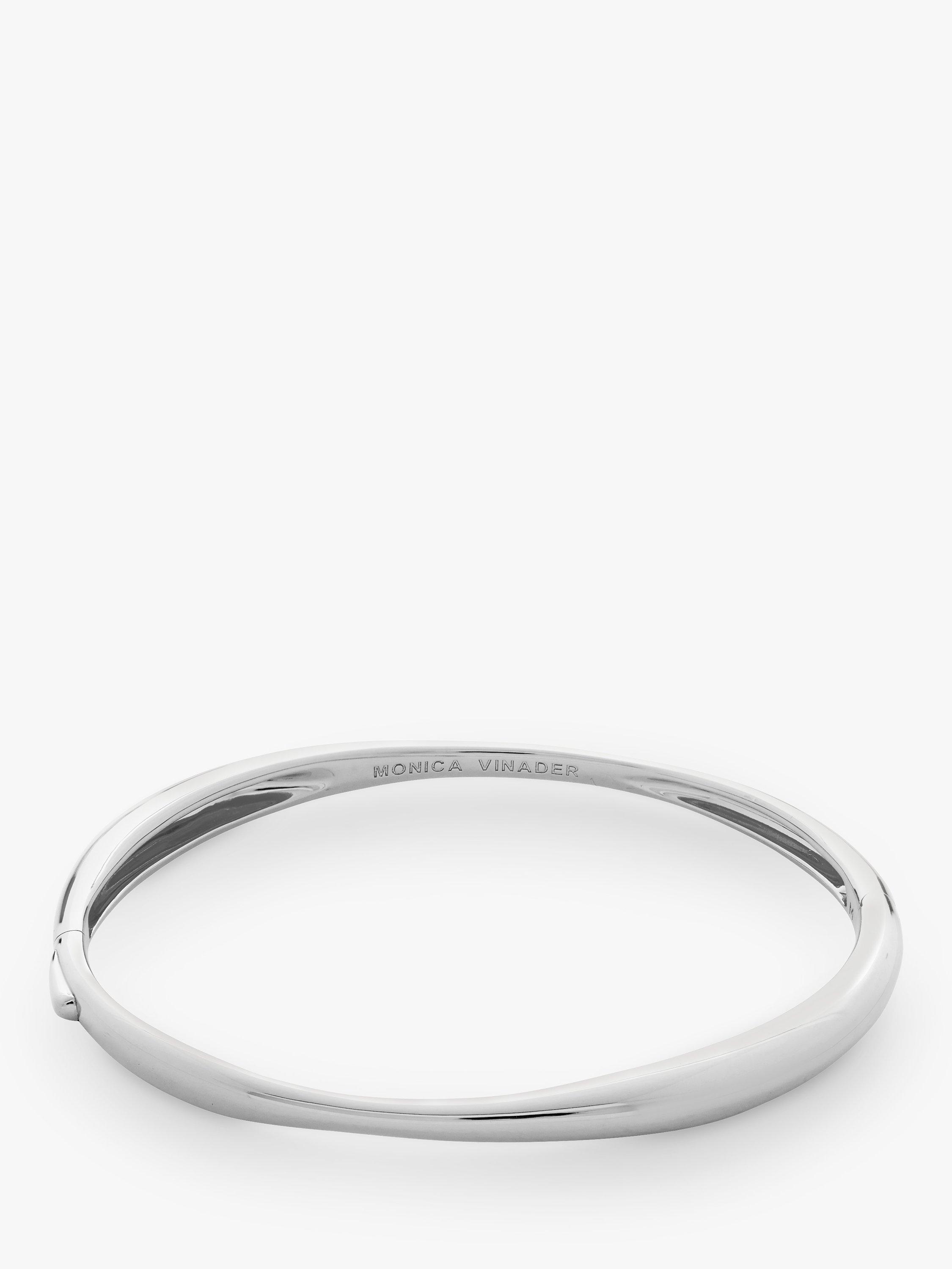 Product image 1 of 4, which shows Monica Vinader Nura Reef Thin Bangle, Silver, Small