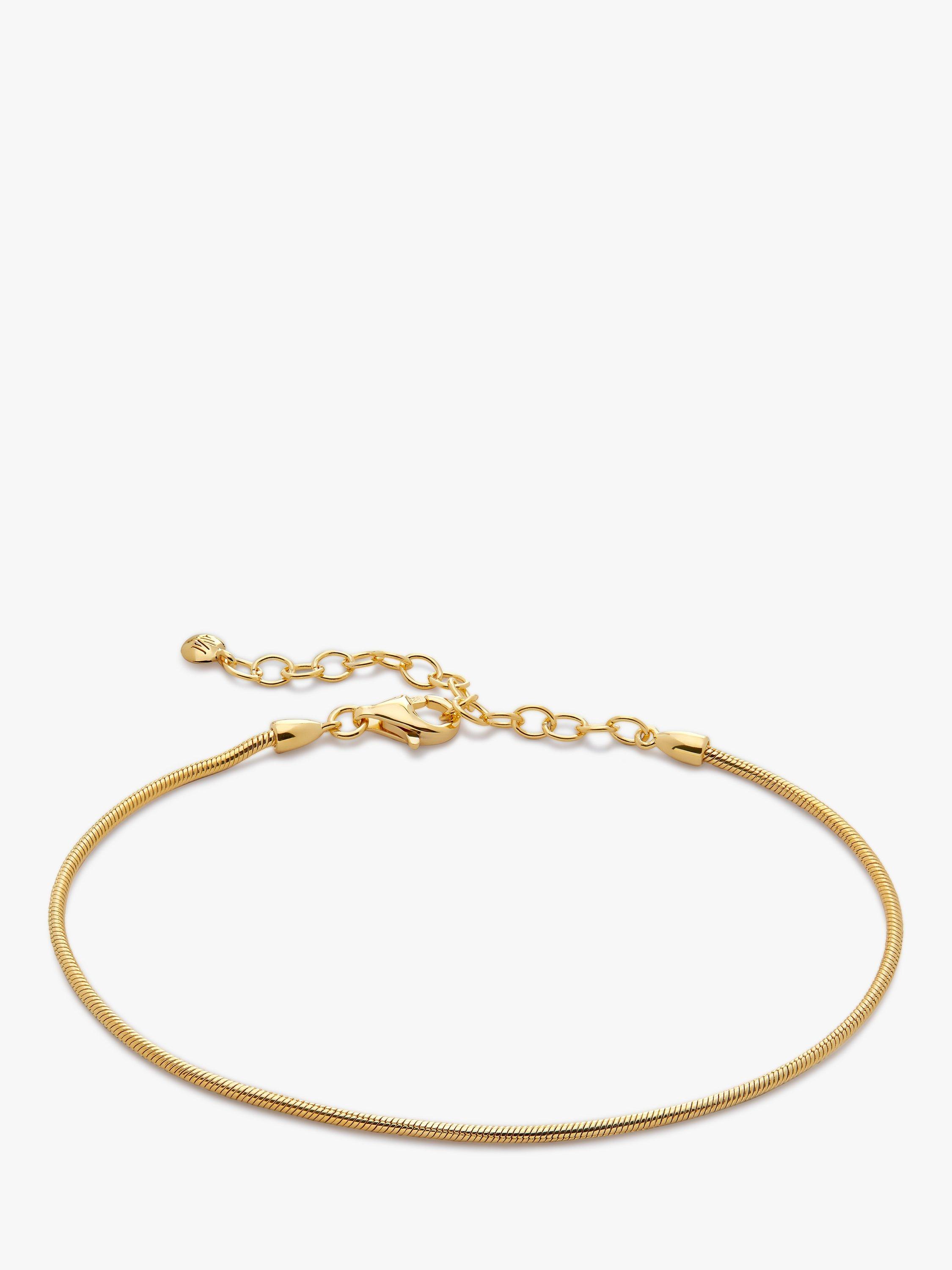 Product image 1 of 4, which shows Monica Vinader Round Thin Snake Chain Bracelet, Gold