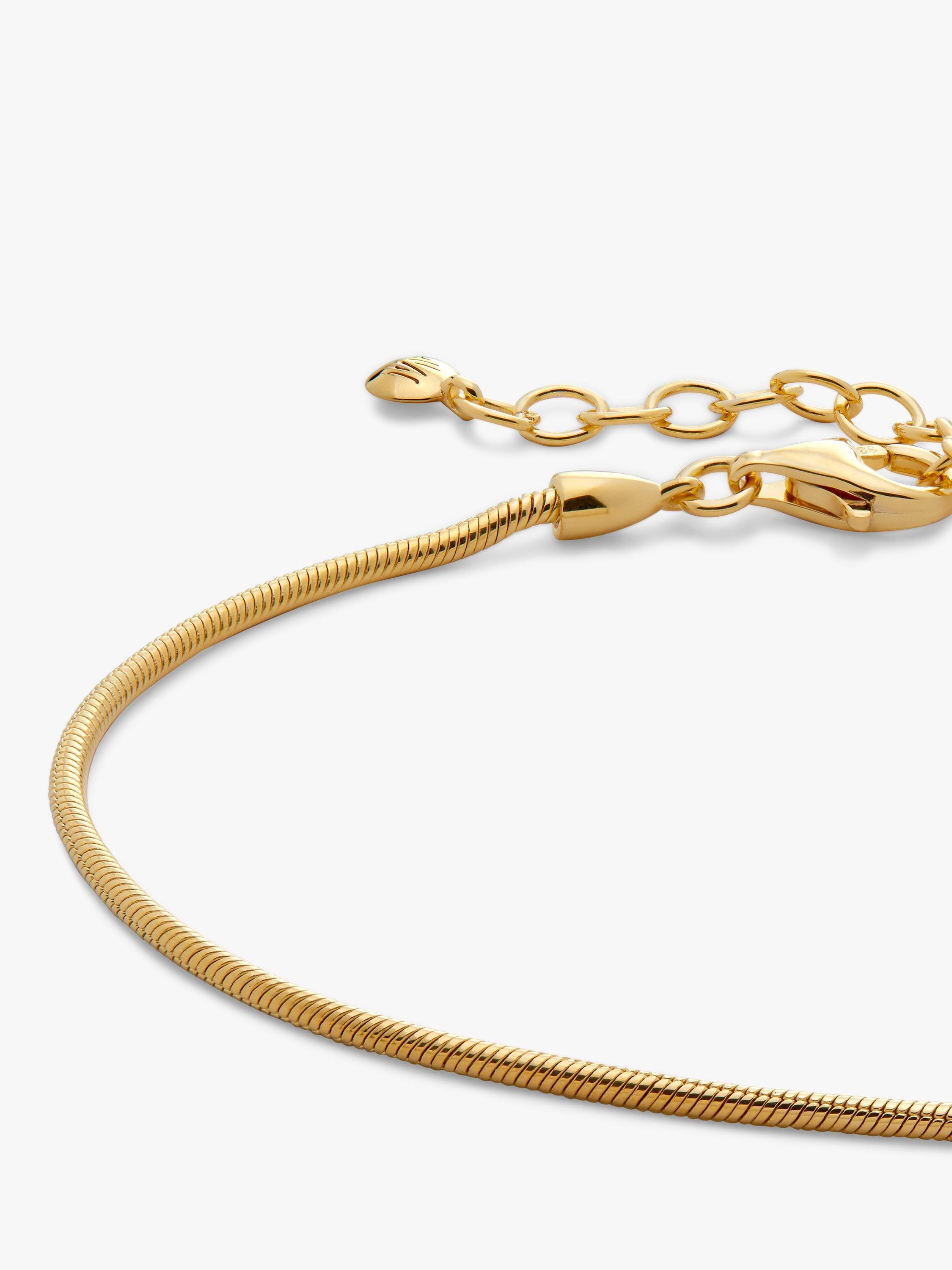 Product image 2 of 4, which shows Monica Vinader Round Thin Snake Chain Bracelet, Gold