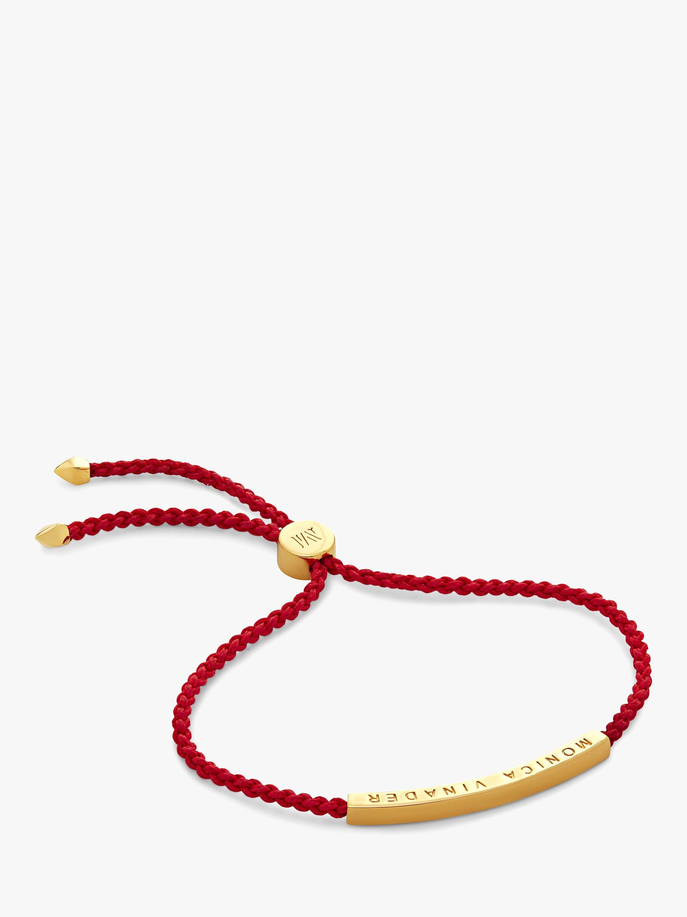 Product image 1 of 4, which shows Monica Vinader Linear Logo Friendship Bracelet, Red