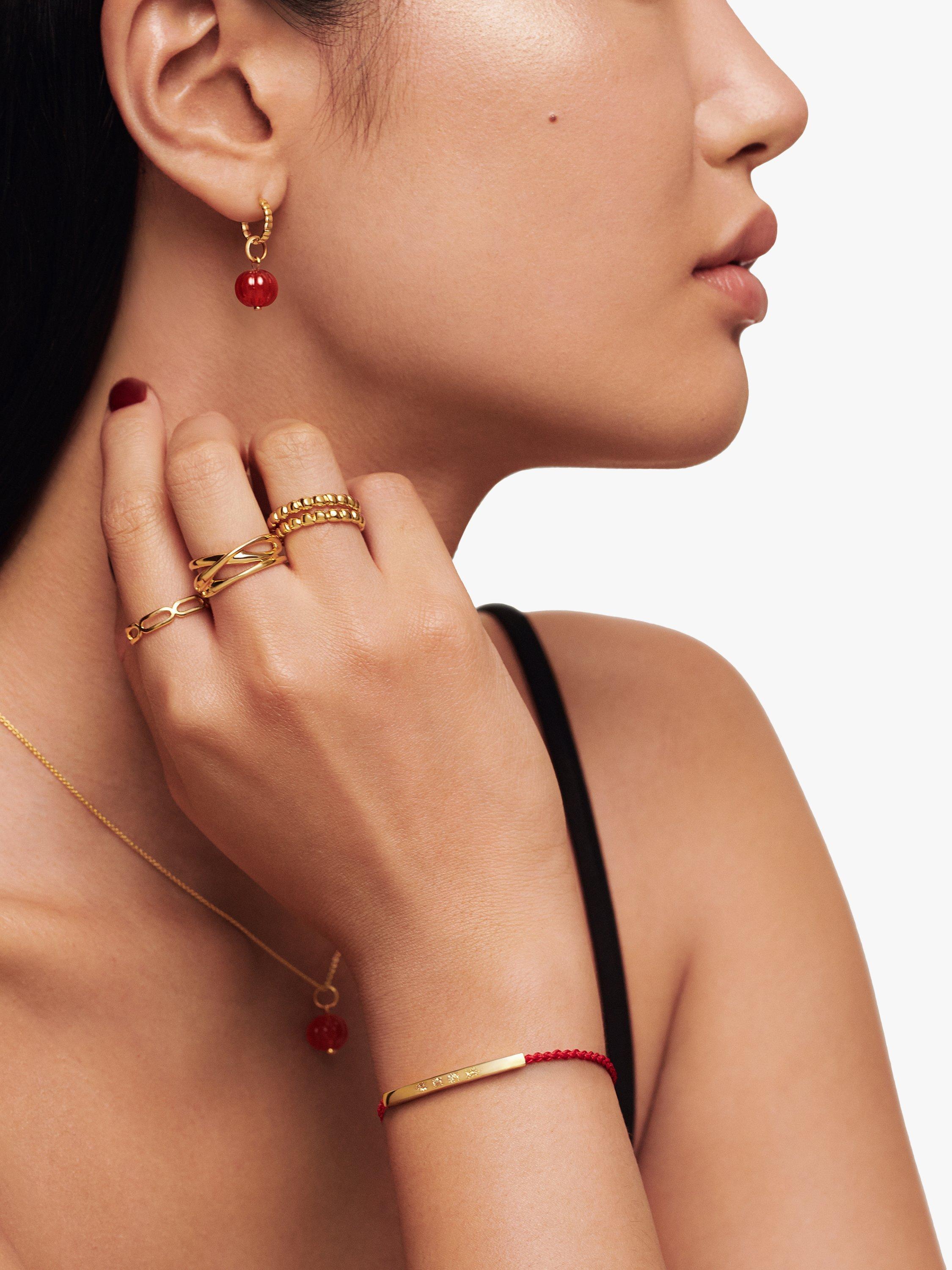 Product image 3 of 4, which shows Monica Vinader Linear Logo Friendship Bracelet, Red