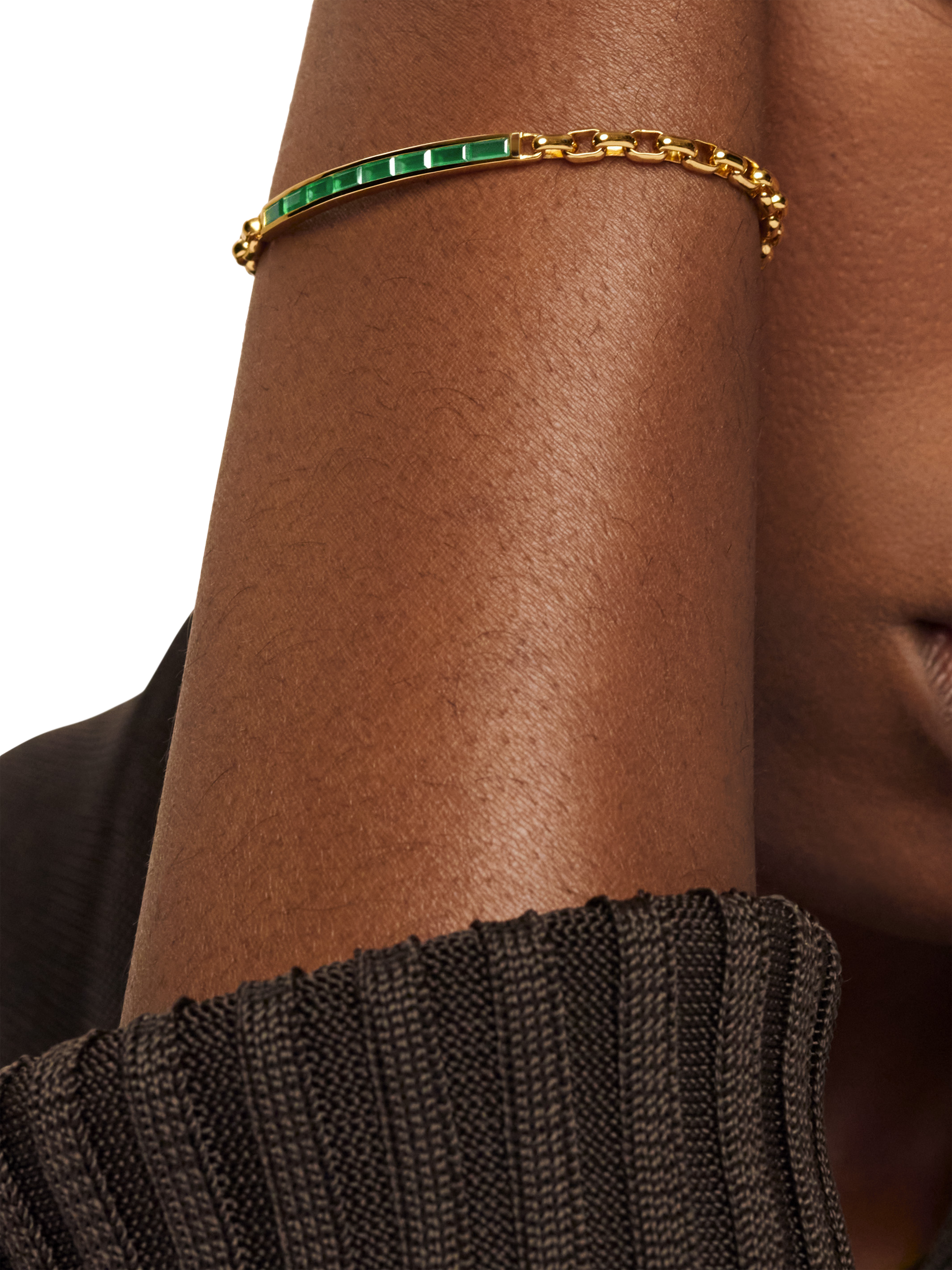 Product image 2 of 2, which shows Monica Vinader Mini Baguette Chain Bracelet, Gold