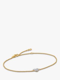 Monica Vinader Lab Grown Diamond Heart Chain Bracelet, Gold - view 2, Gold