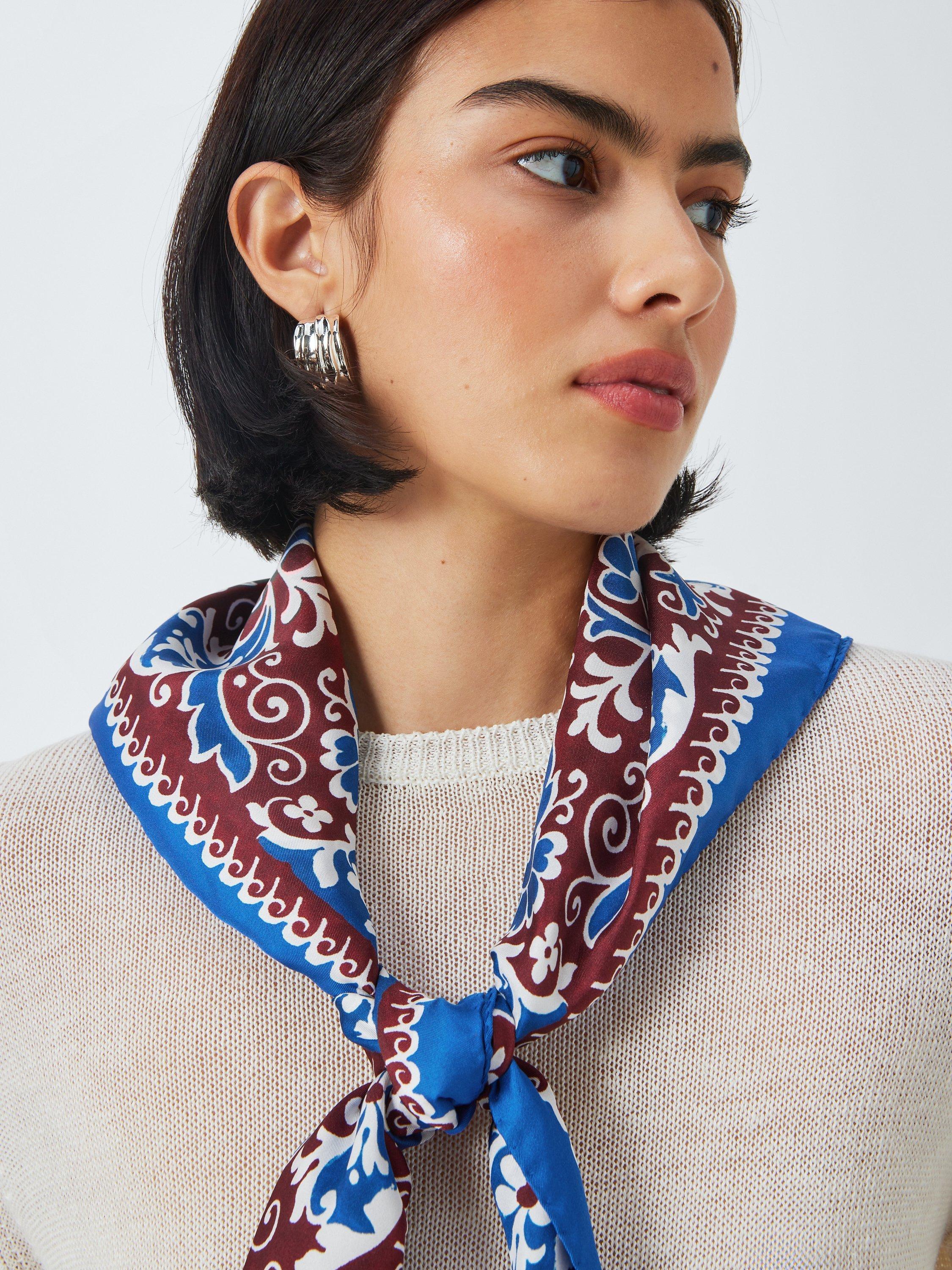 Weekend MaxMara Mariza Silk Square Scarf, Shaded Light Blue/Multi