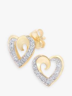 Mogul 9ct Yellow Gold Diamond Heart Necklace and Earrings Jewellery Set, Gold - view 2, Gold