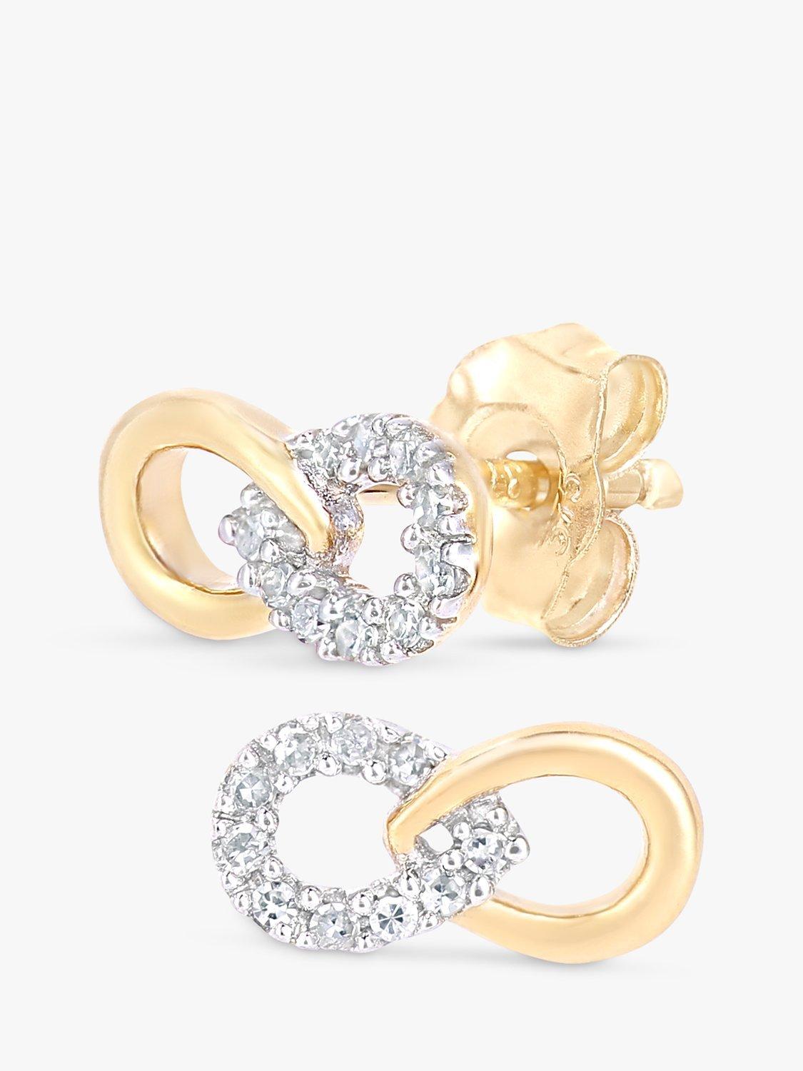 Product image 2 of 3, which shows Mogul 9ct Yellow Gold Diamond Infinity Necklace and Earrings Jewellery Set, Gold
