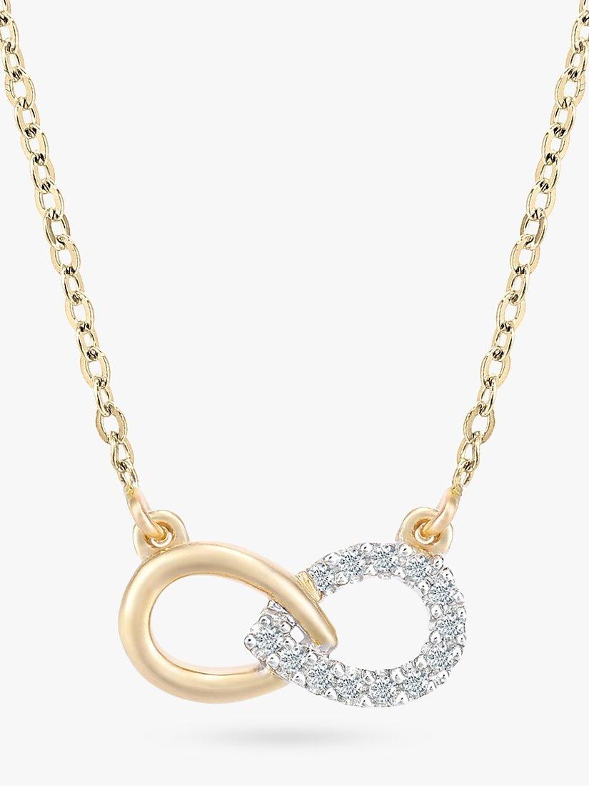 Product image 3 of 3, which shows Mogul 9ct Yellow Gold Diamond Infinity Necklace and Earrings Jewellery Set, Gold