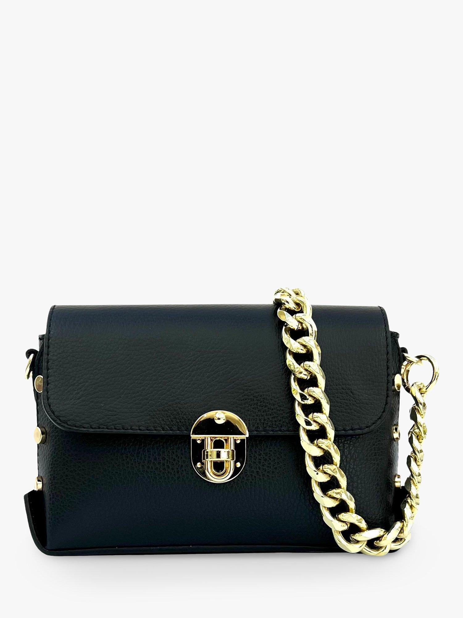 Apatchy The Bloxsome Chain Strap Leather Cross Body Bag Black