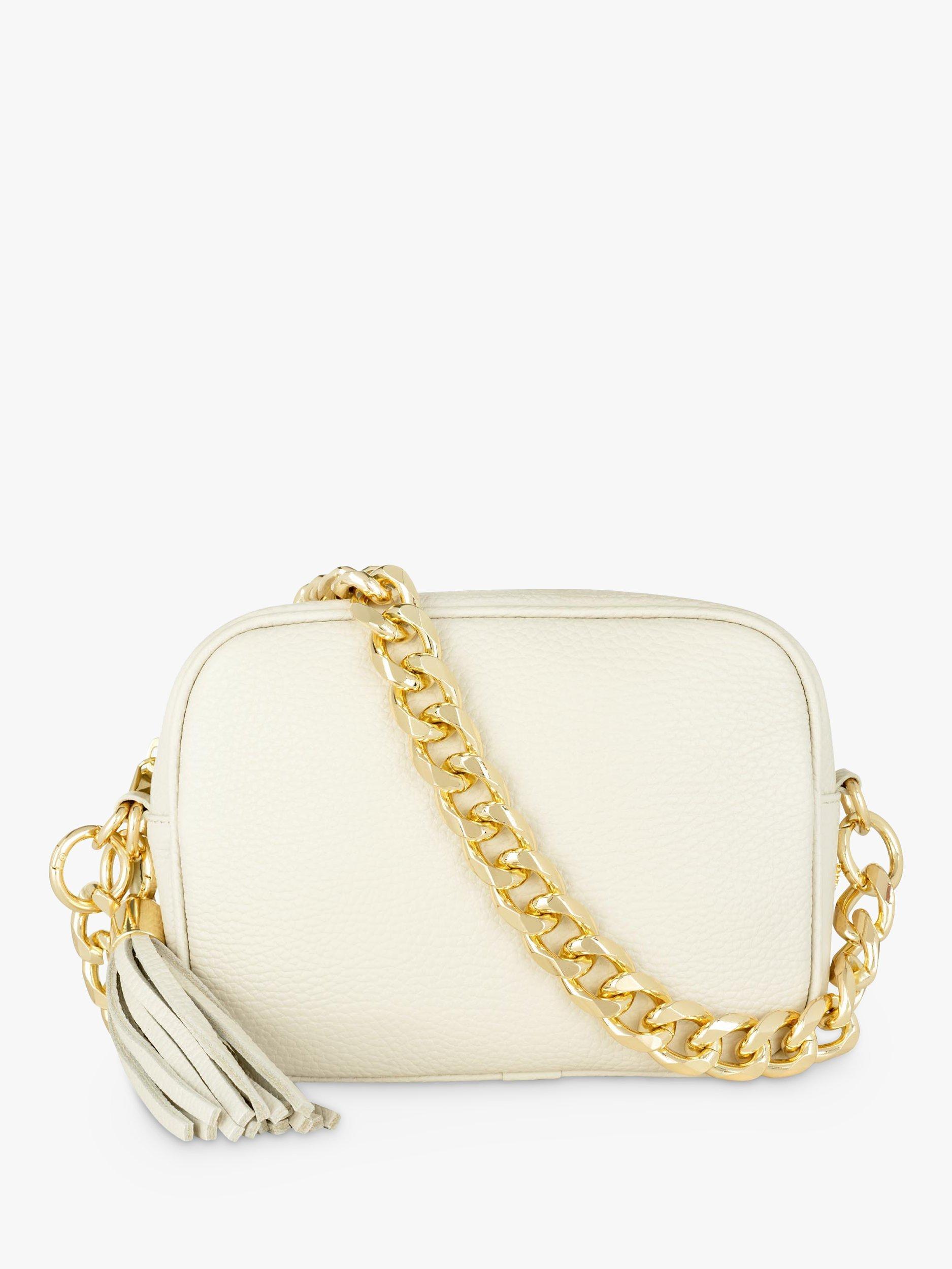 Apatchy Chain Strap Leather Cross Body Bag, Stone