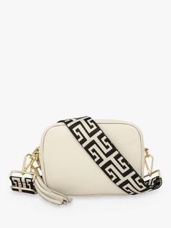 Apatchy London Maze Strap Leather Crossbody Bag, Stone