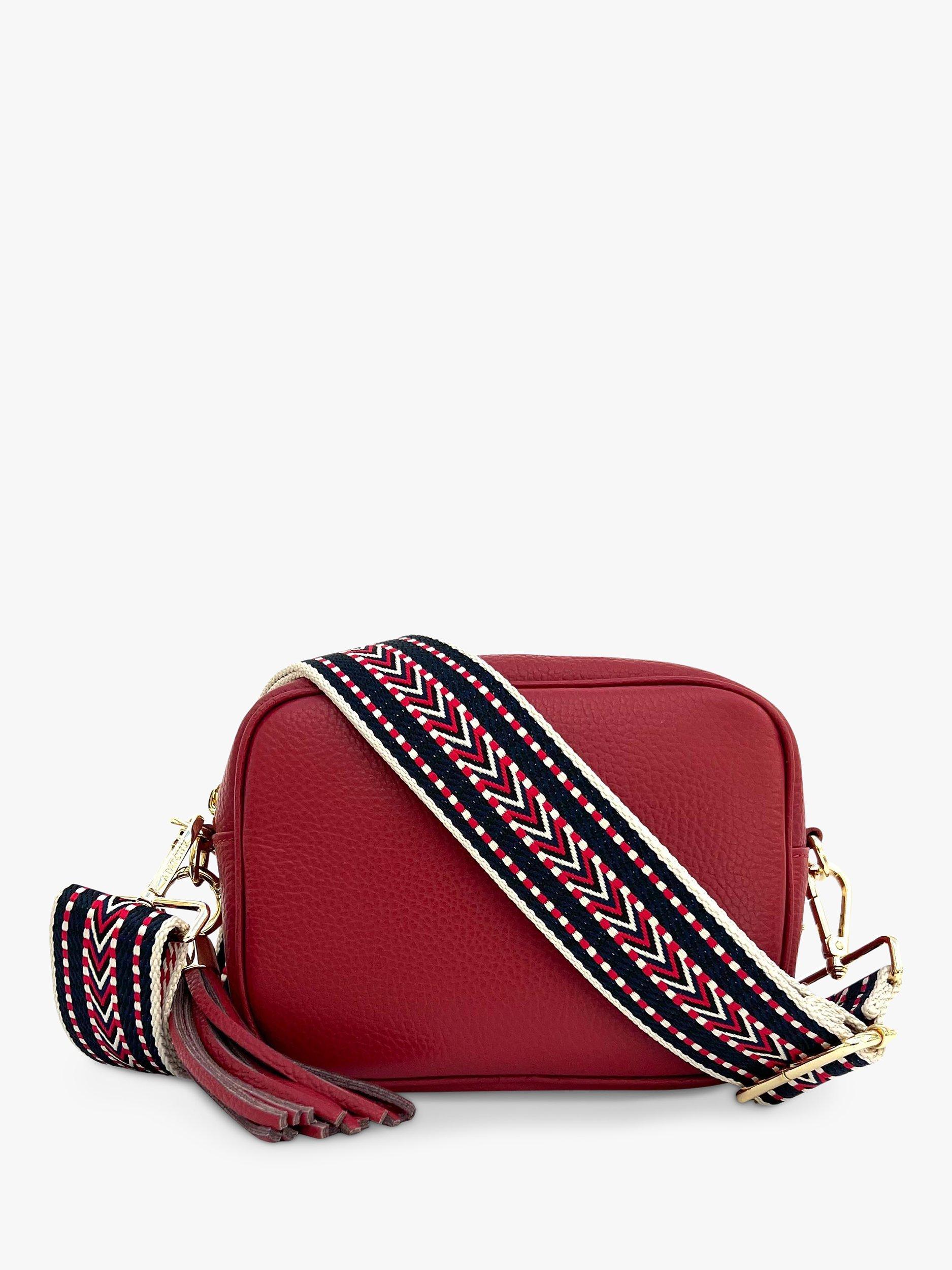 Apatchy Boho Strap Leather Crossbody Bag, Cherry Red/Multi