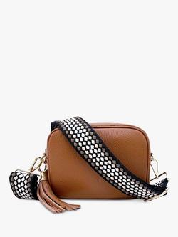 Apatchy London Dots Strap Leather Crossbody Bag, Tan/Multi