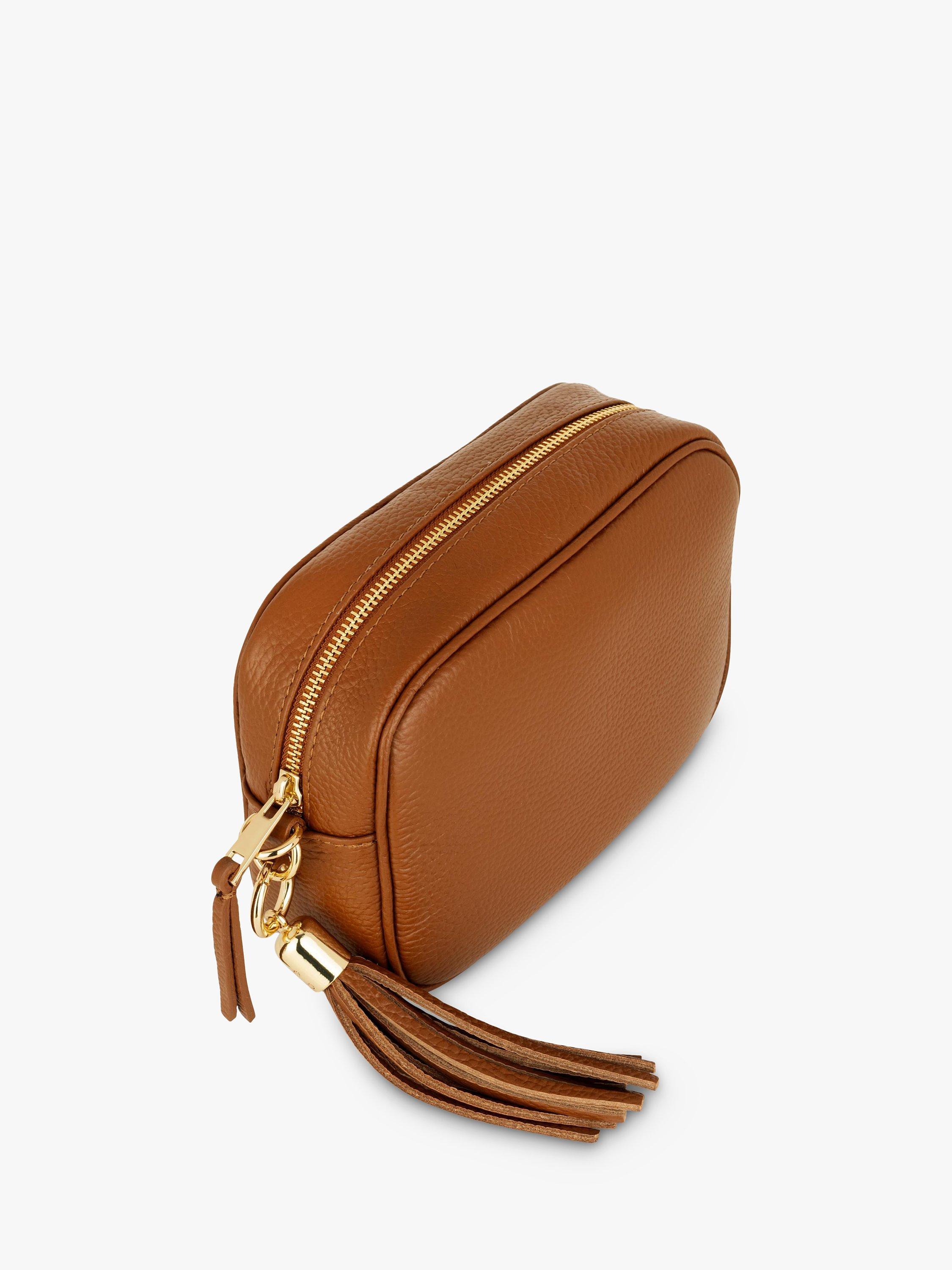 Product image 3 of 4, which shows Apatchy London Dots Strap Leather Crossbody Bag, Tan/Multi