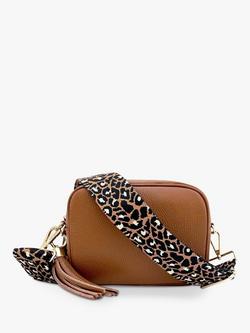 Apatchy London Cheetah Strap Leather Crossbody Bag, Tan