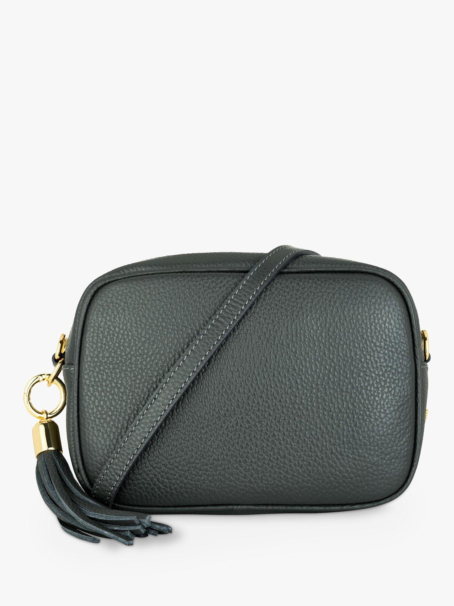 Apatchy Leather Crossbody Bag Dark Grey