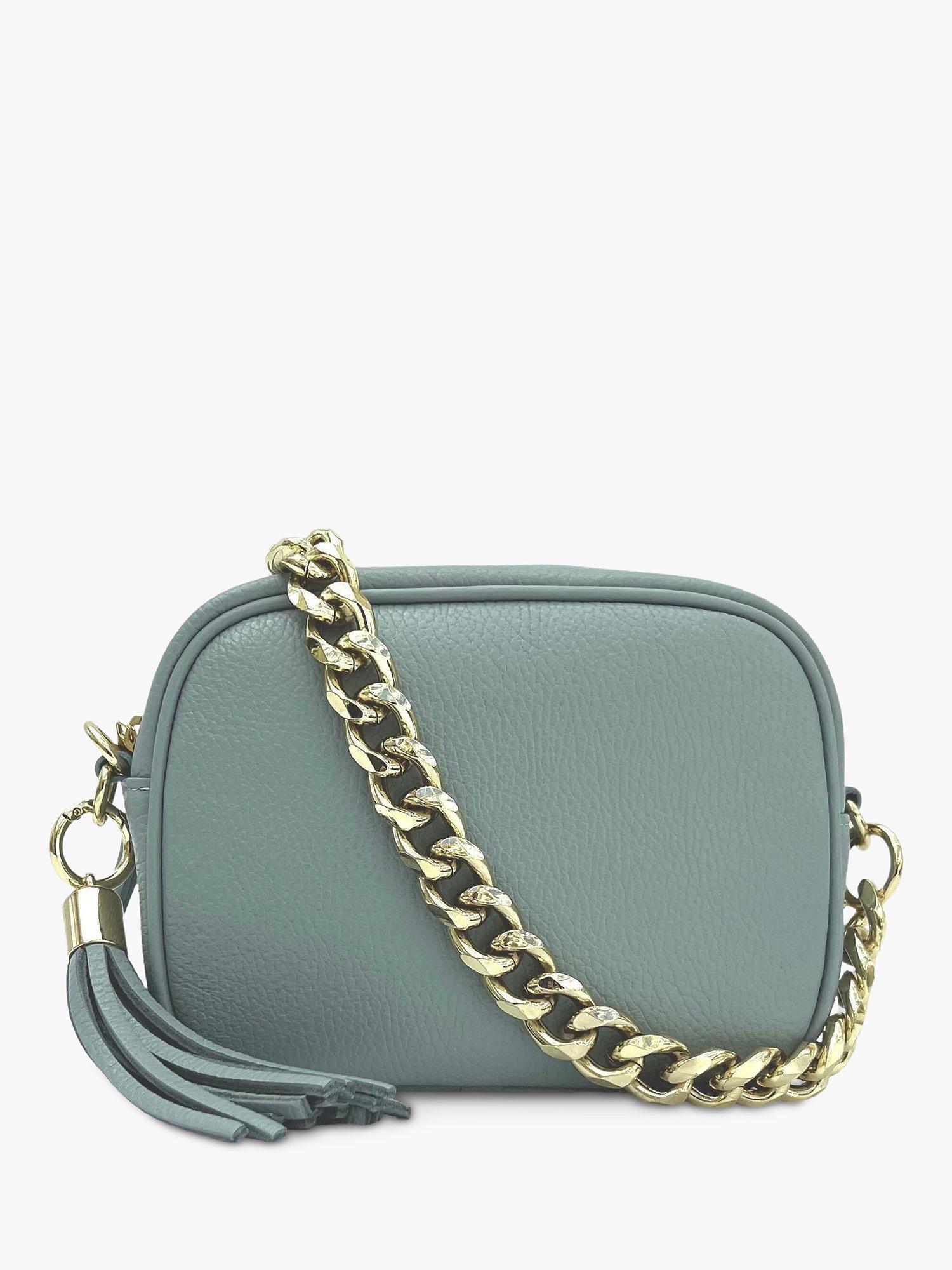 Apatchy Chain Strap Leather Cross Body Bag, Pale Blue