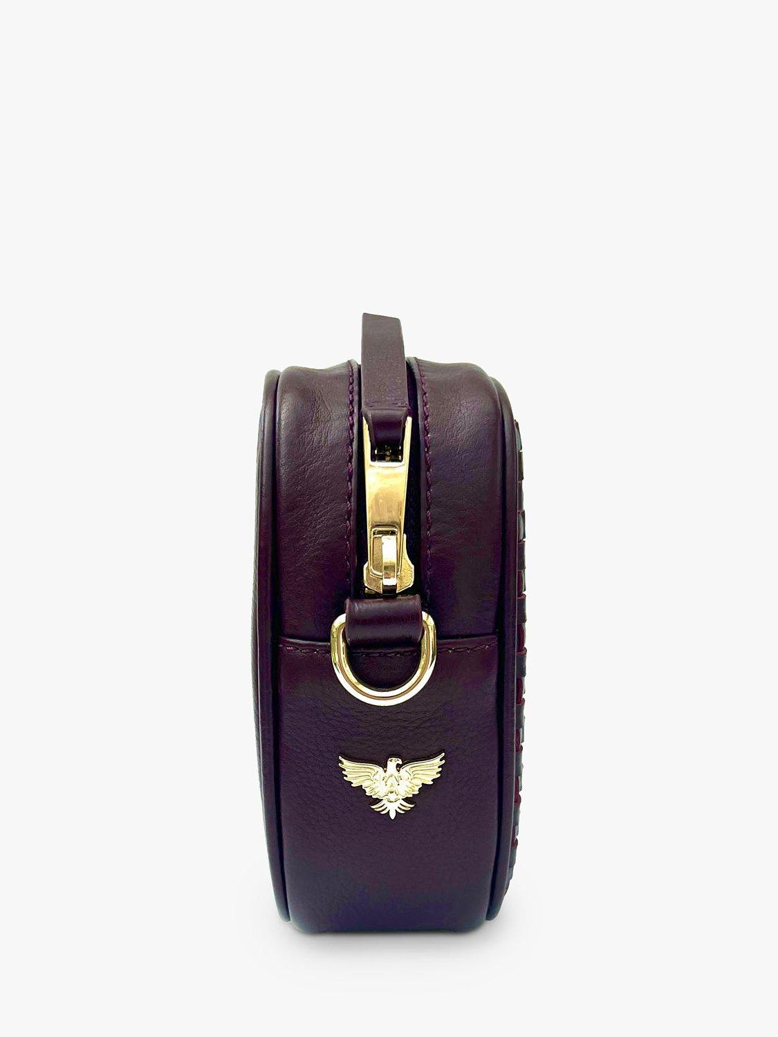 Product image 2 of 5, which shows Apatchy London The Penelope Woven Leather Camera Bag, Port