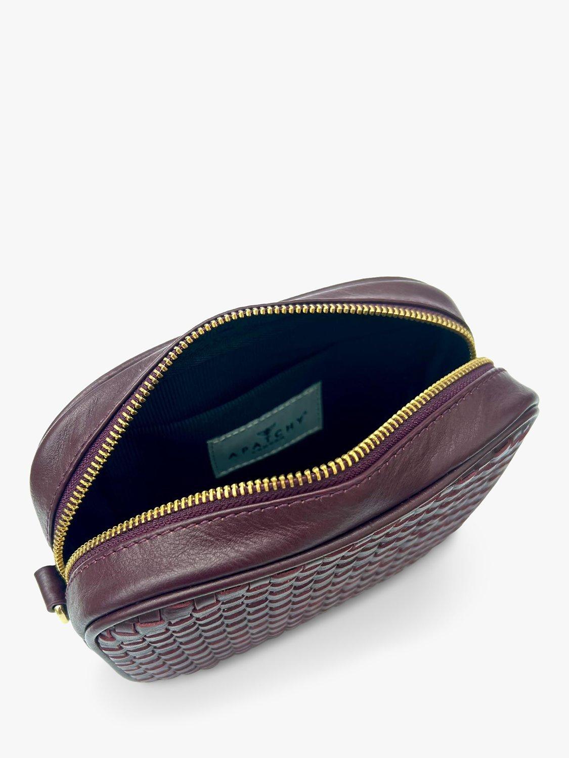 Product image 4 of 5, which shows Apatchy London The Penelope Woven Leather Camera Bag, Port