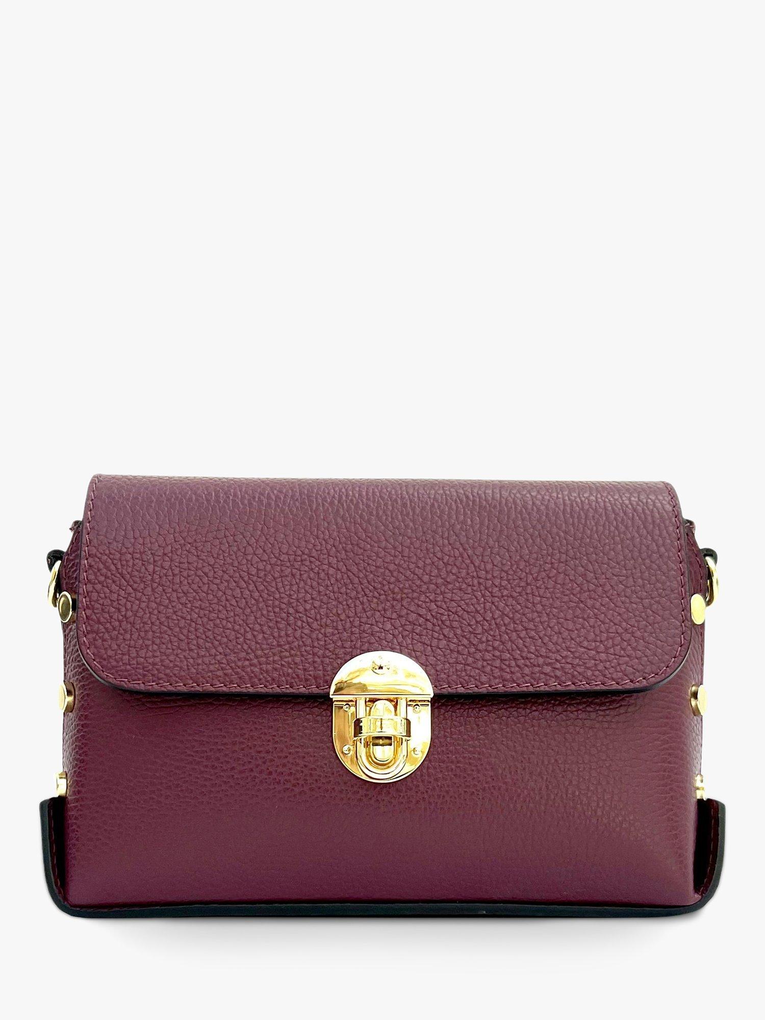 Product image 2 of 4, which shows Apatchy London The Bloxsome Leather Crossbody Bag, Plum