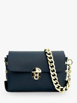 Apatchy London The Bloxsome Chain Strap Leather Cross Body Bag, Navy