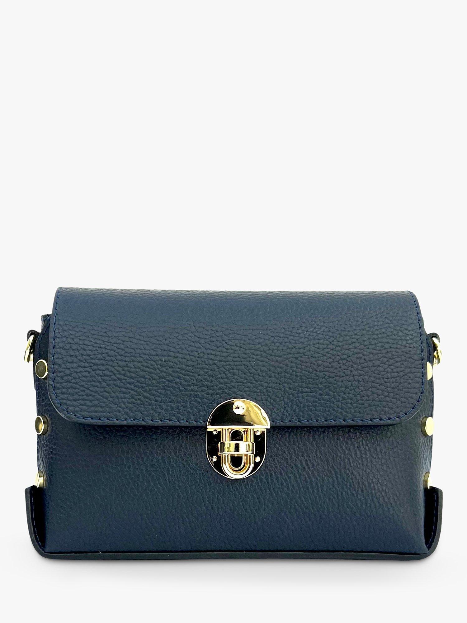 Product image 2 of 4, which shows Apatchy London The Bloxsome Leather Crossbody Bag, Navy