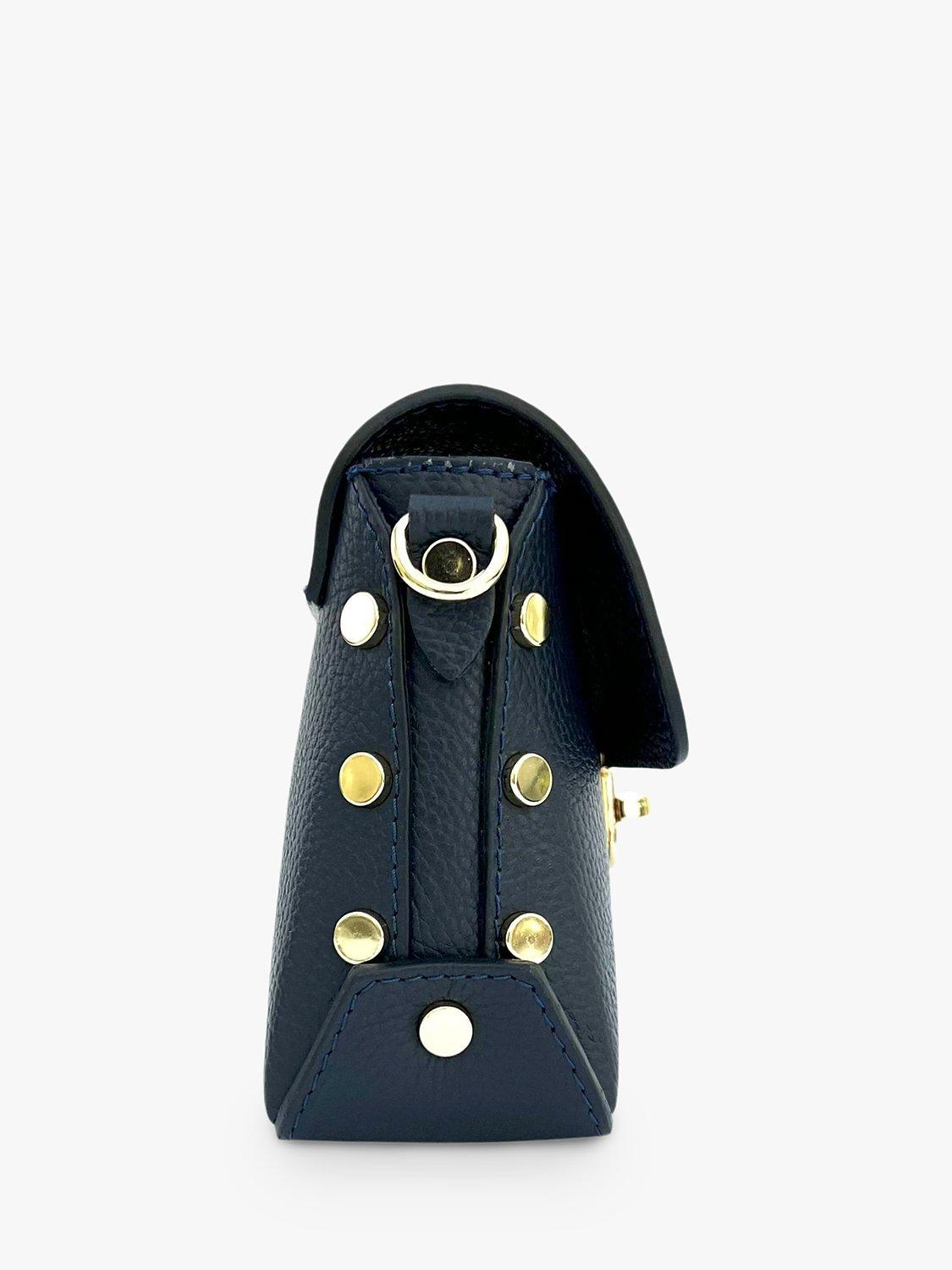 Product image 4 of 4, which shows Apatchy London The Bloxsome Leather Crossbody Bag, Navy