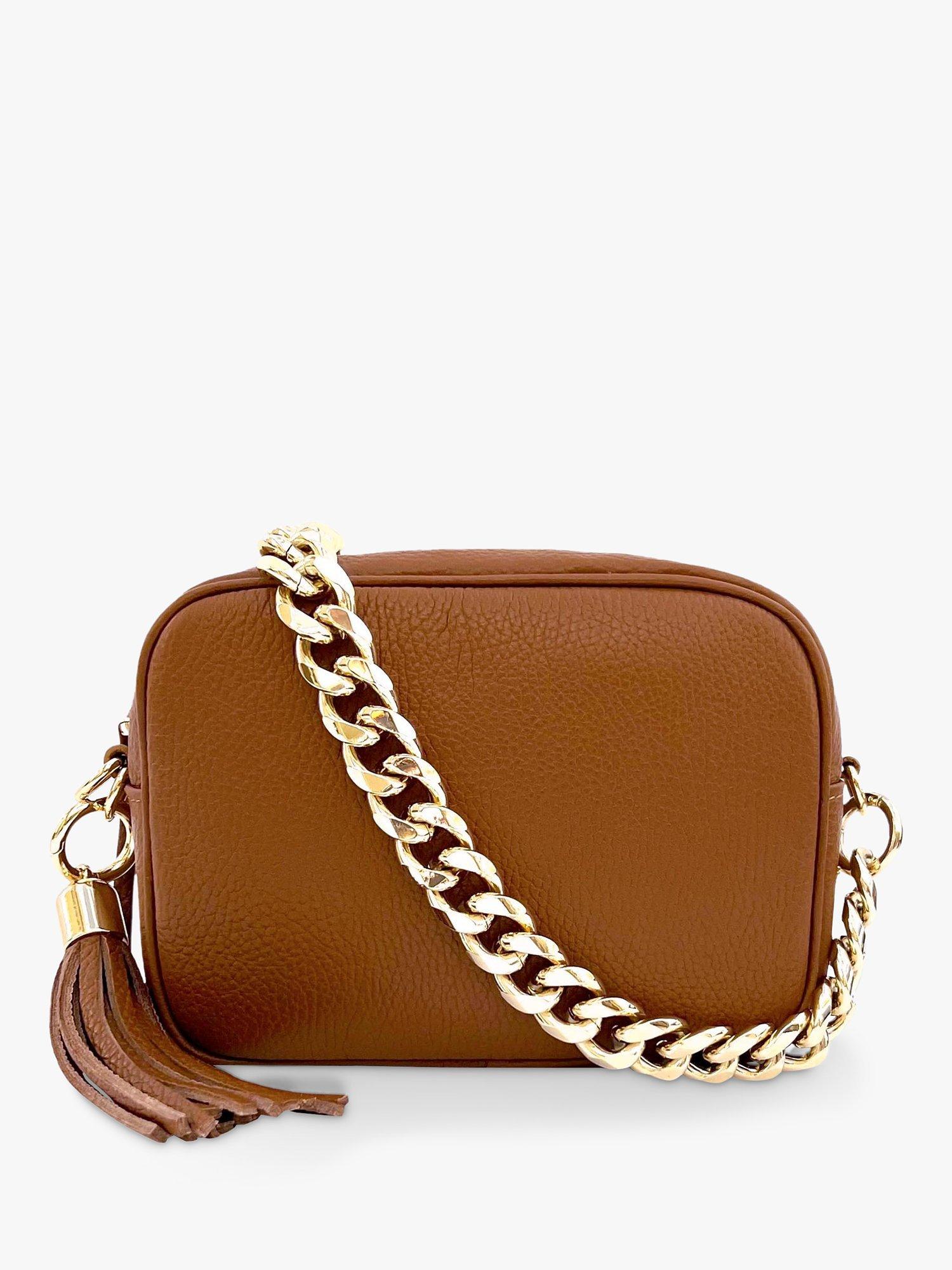 Apatchy Chain Strap Leather Cross Body Bag, Tan