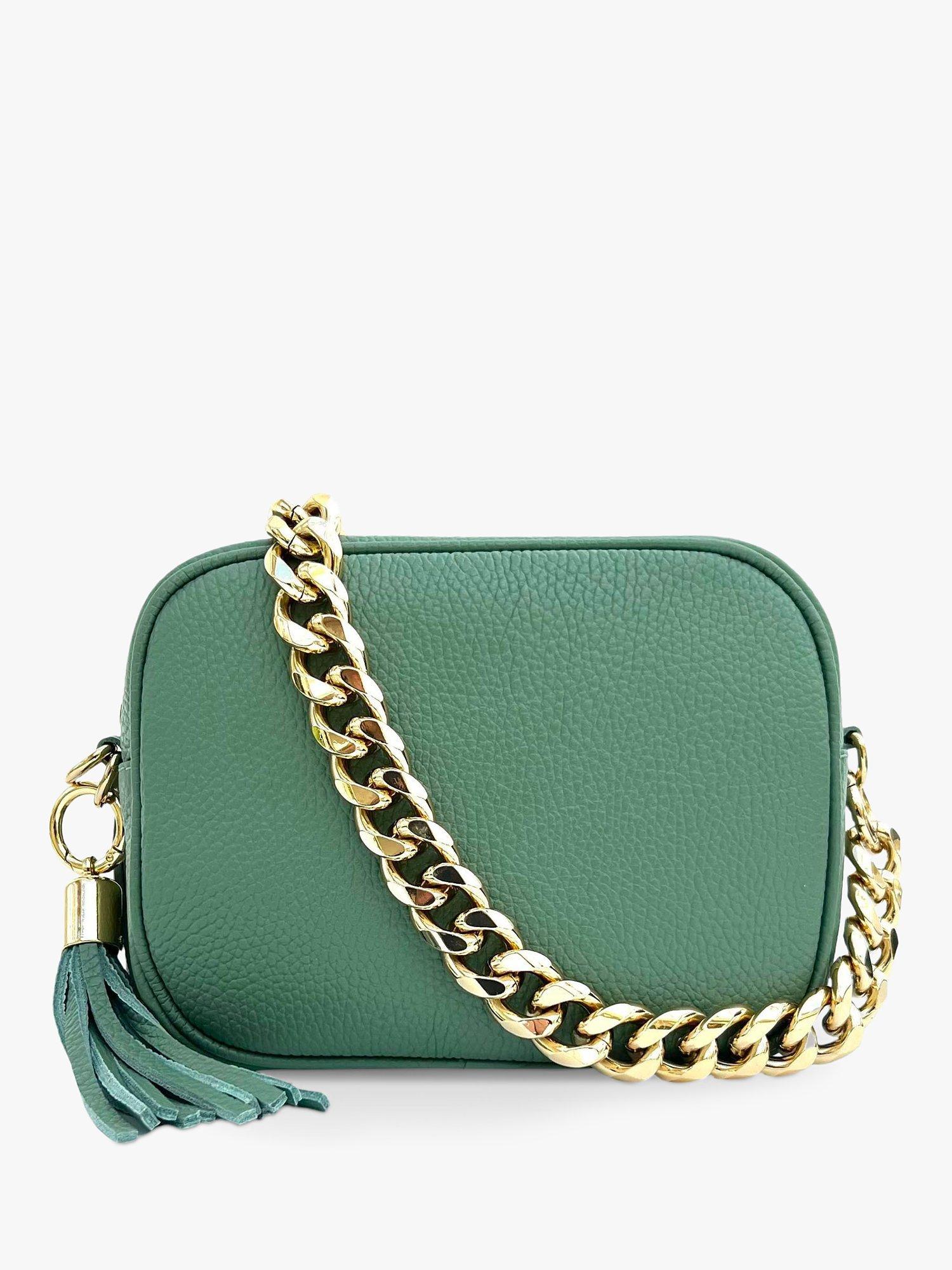 Apatchy Chain Strap Leather Cross Body Bag, Pistachio
