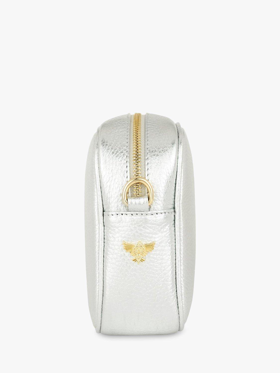 Product image 2 of 5, which shows Apatchy London Chevron Strap Leather Cross Body Bag, Silver/Multi