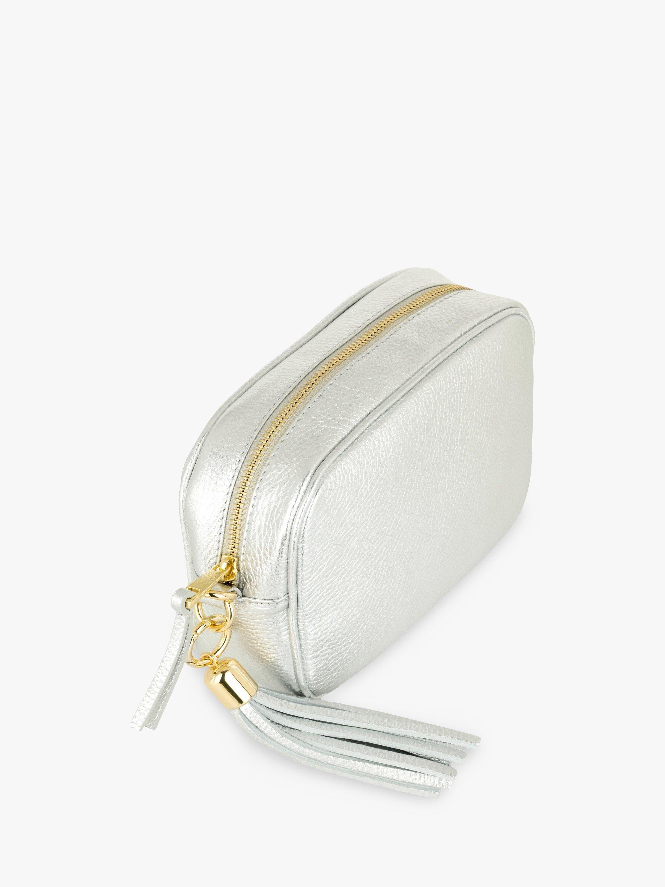 Product image 3 of 5, which shows Apatchy London Chevron Strap Leather Cross Body Bag, Silver/Multi