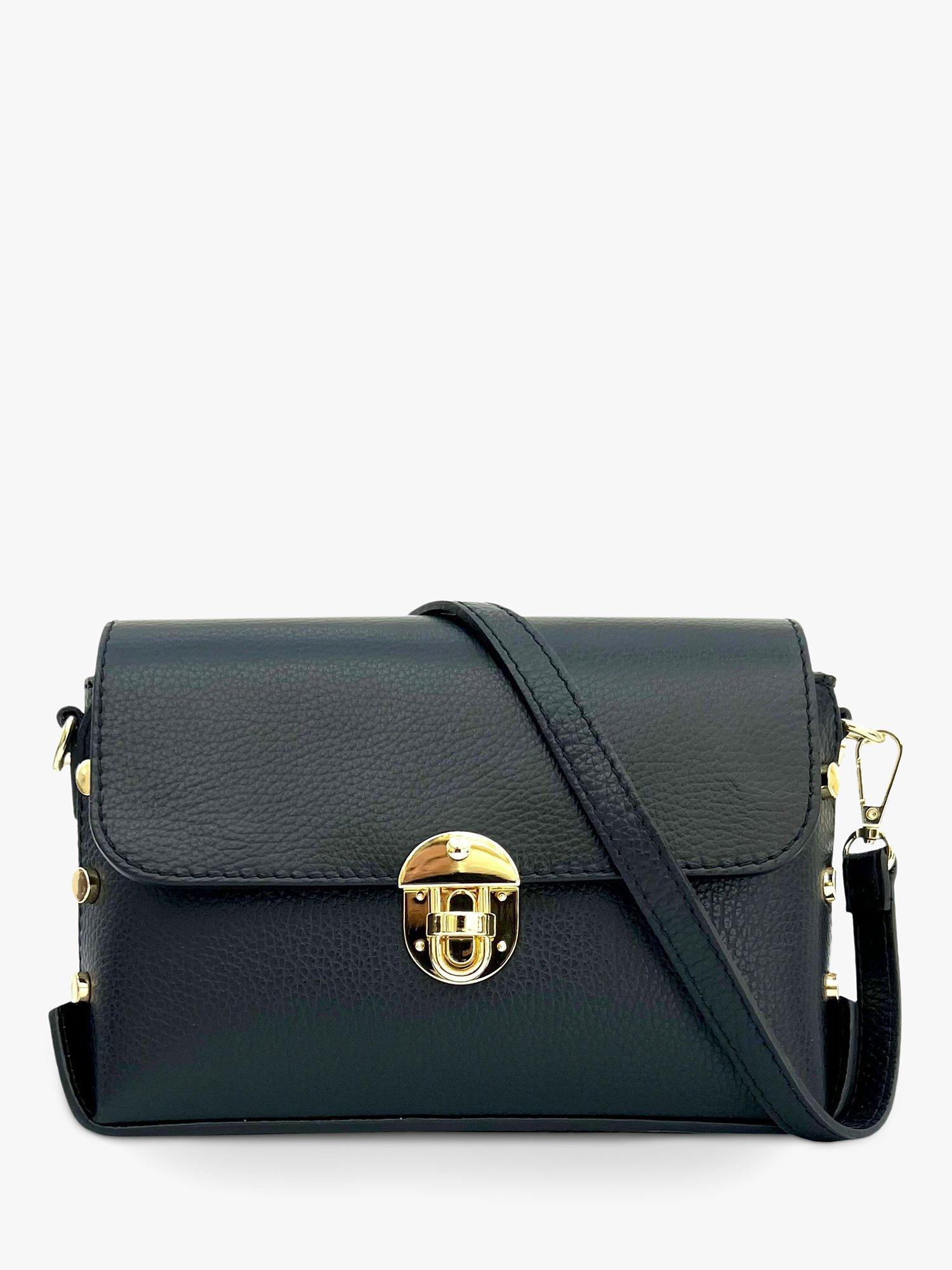 Product image 1 of 4, which shows Apatchy London The Bloxsome Leather Crossbody Bag, Black