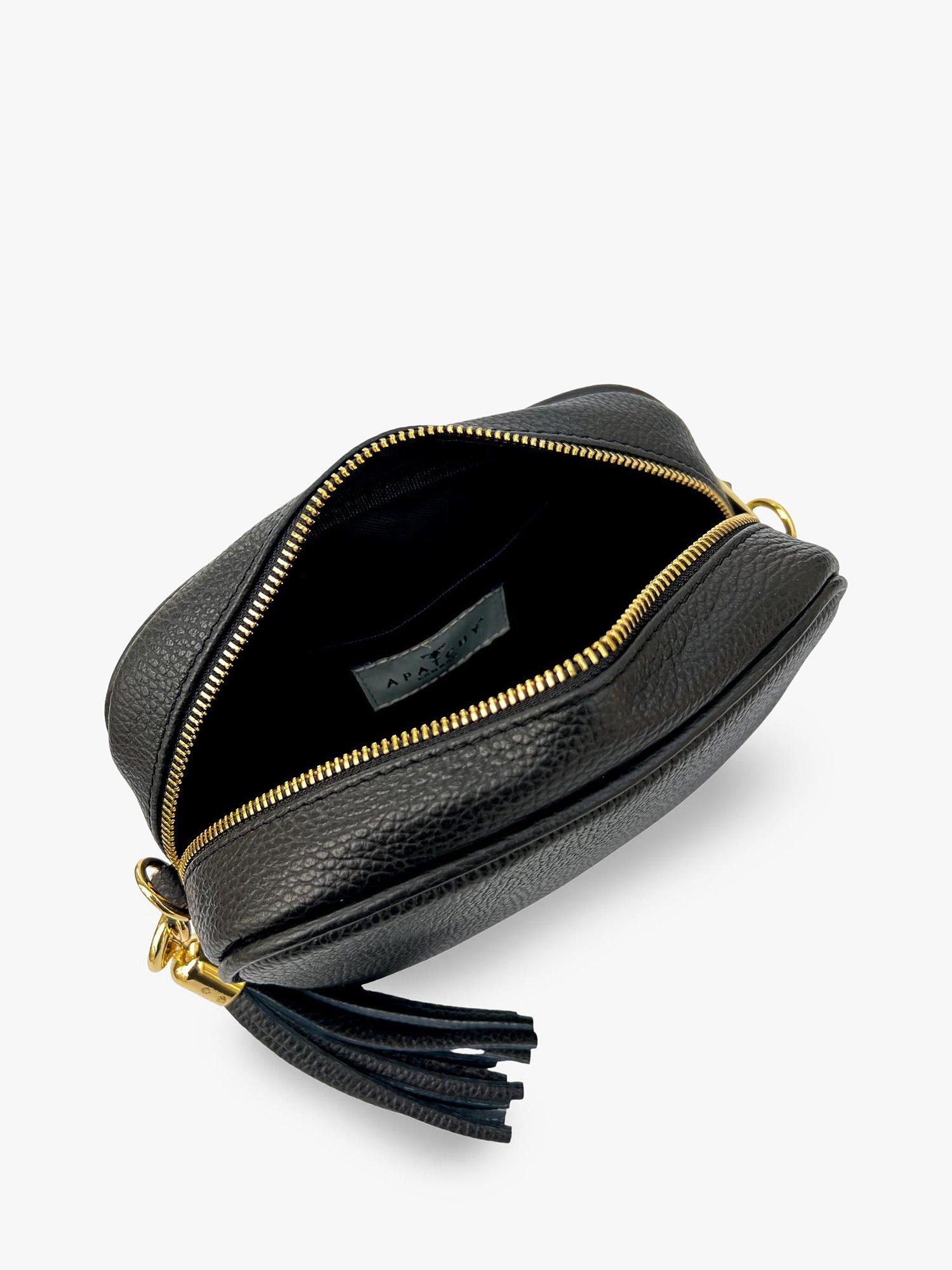 Apatchy Leather Crossbody Bag, Black