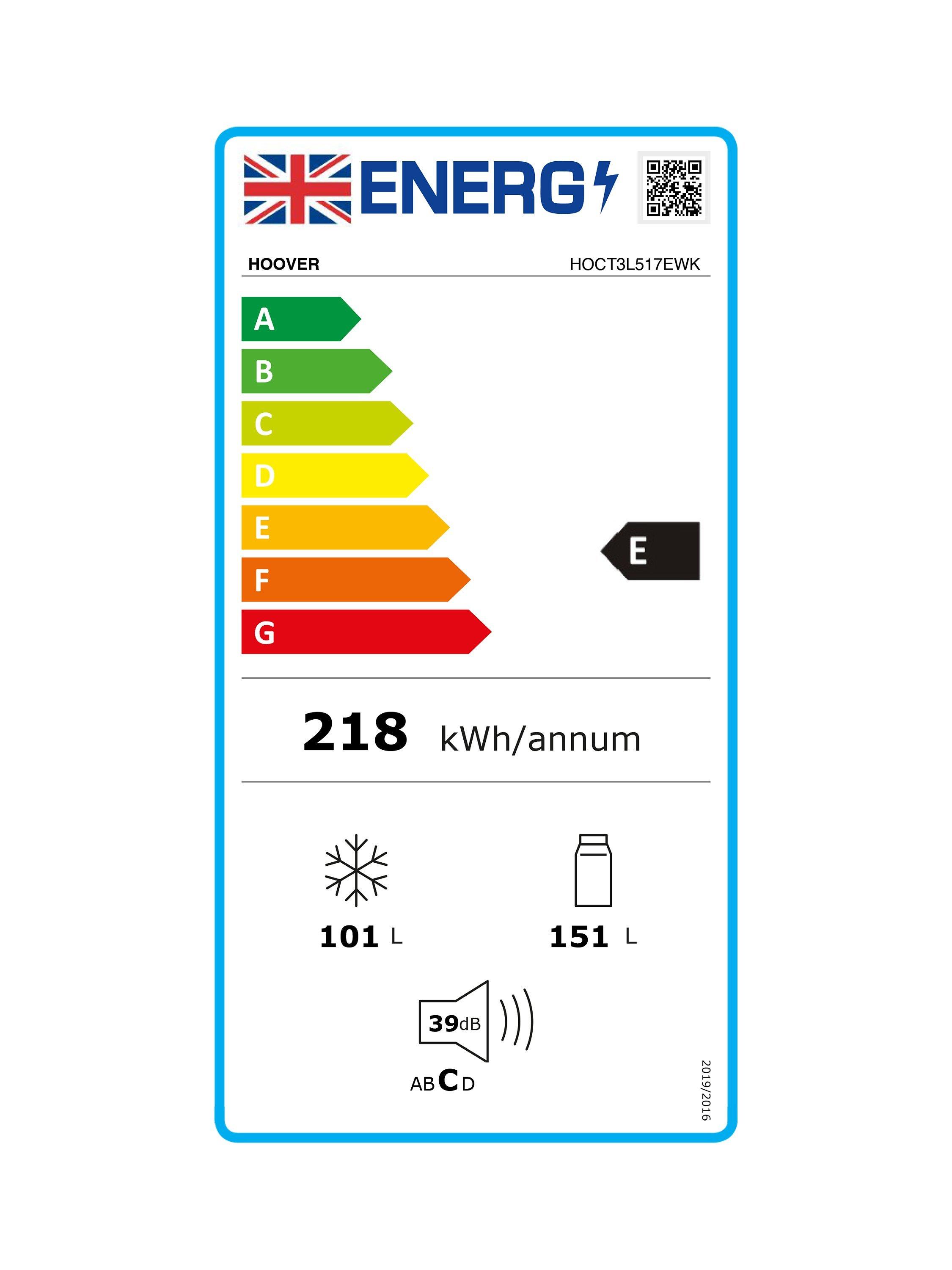 This item is rated E for energy efficiency on a scale from A (most efficient) to G (least efficient).