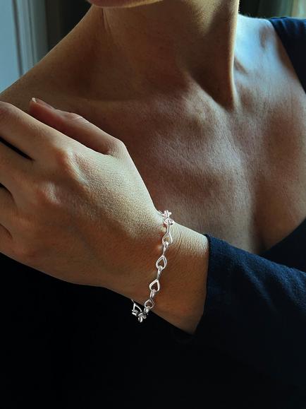 Nina B Sterling Silver Keyhole Bracelet, Silver - view 2, Silver