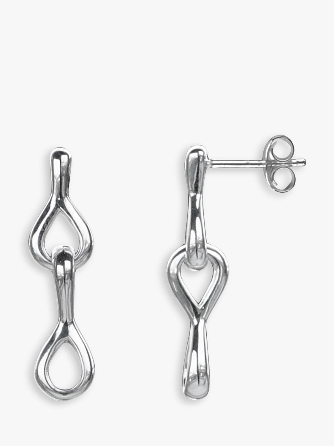 Product image 1 of 4, which shows Nina B Sterling Silver Keyhole Drop Earrings, Silver