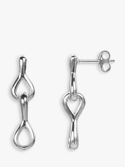 Nina B Sterling Silver Keyhole Drop Earrings, Silver, Silver