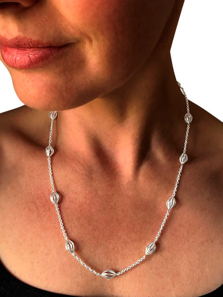 Nina B Lantern Necklace, Silver - view 2, 