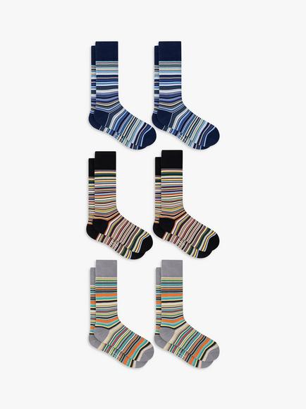 Paul Smith Classic Stripe Socks Gift Box, Pack of 6, Multi Stripe, Multi Stripe