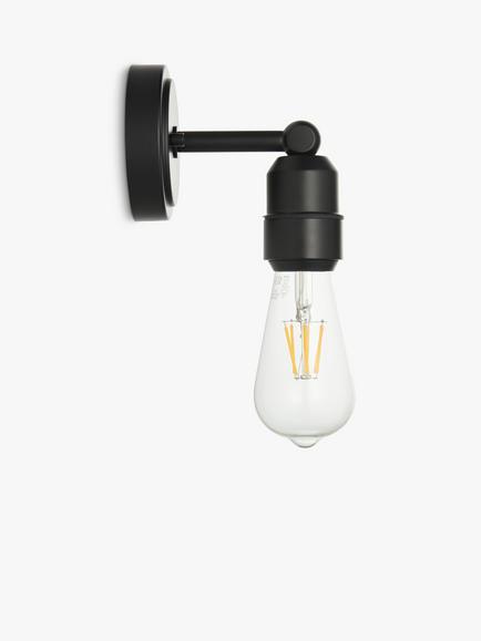 John Lewis Fenchurch Bathroom Wall Light - view 2, Matt Black