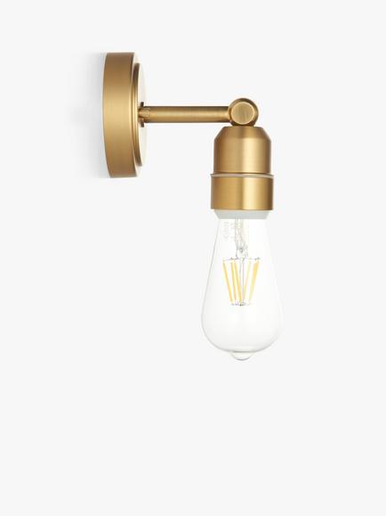 John Lewis Fenchurch Bathroom Wall Light - view 2, Satin Brass