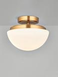 John Lewis Fredriksberg Opal Glass Shade Semi Flush Bathroom Ceiling Light, Brass