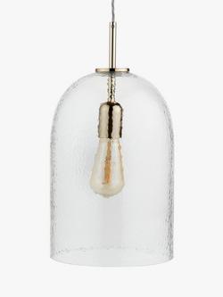 John Lewis Chalice Pendant Ceiling Light, Warm Brushed Brass - view 2, Clear Glass