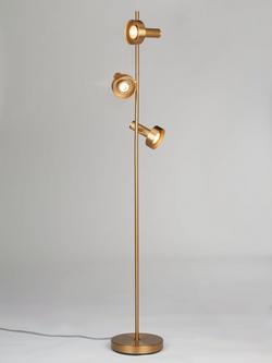 John Lewis Leighton 3 Adjustable Light Floor Lamp, Warm Antique Brass, Warm Brass