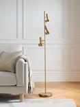 John Lewis Leighton 3 Adjustable Light Floor Lamp, Warm Antique Brass